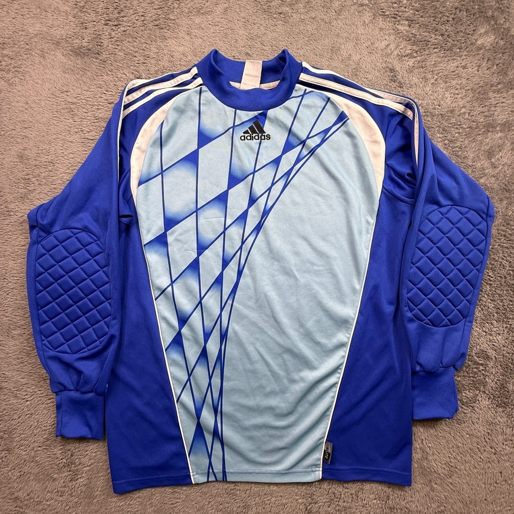 Vintage ADIDAS Goalkeeper Padded Long Sleeve Soccer Jersey 90s Blue Mens M